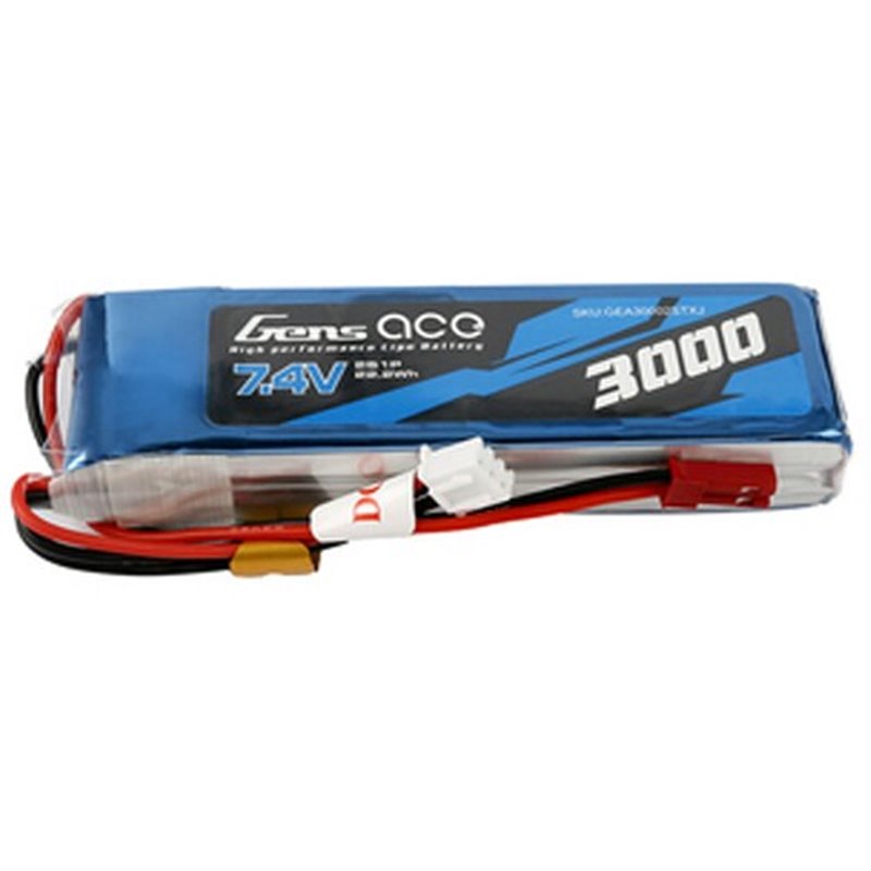 7.4V 3000mAh Gens ace Lipo para Rx/Tx conector JST